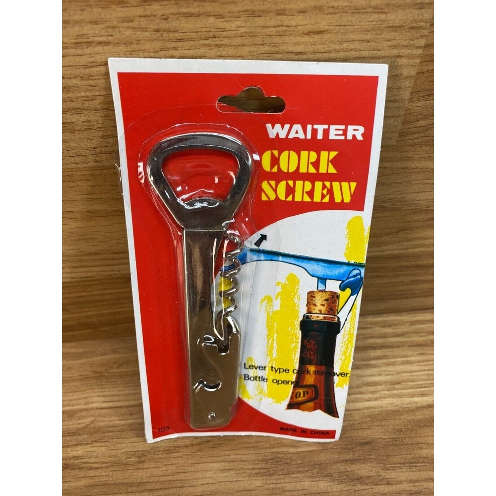 Vintage Waiters Cork Screw Manual Lever Solid Stainless Steel Wine Bottle Opener